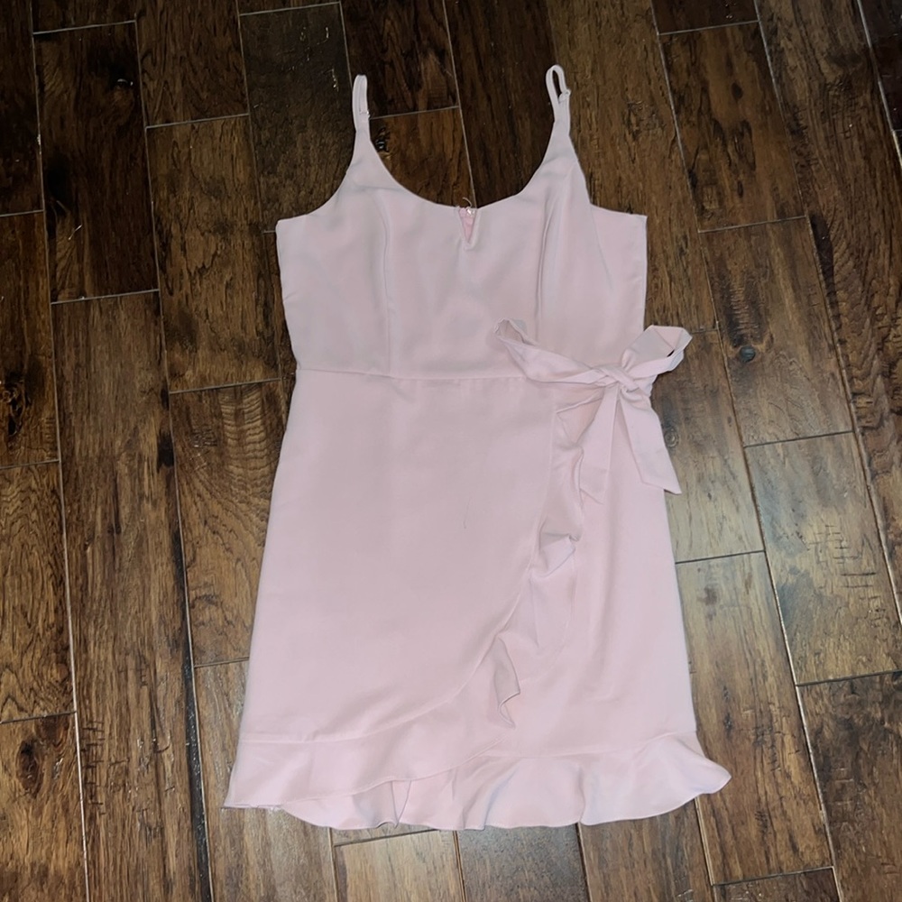 She + Sky Blush Adjustable Strap Dress with Tie
